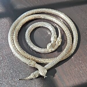 Vintage Snake Serpent Necklace/Belt And Bracelet Set